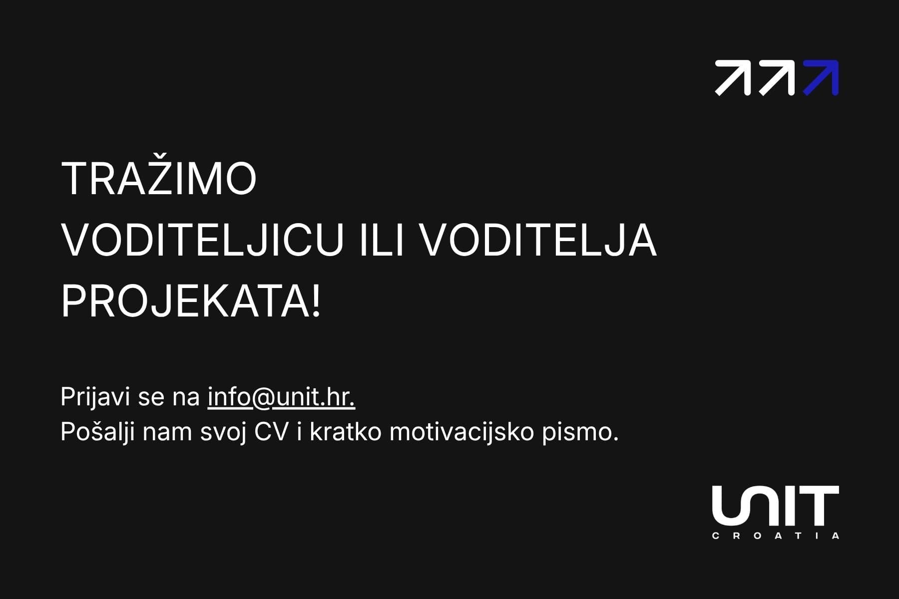 Tražimo voditeljicu ili voditelja projekata!